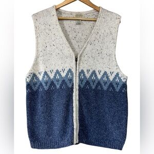 St. John's Bay Wool Blend Knit Fair Isle Soft Full Zip Up Sweater Vest Size 2X